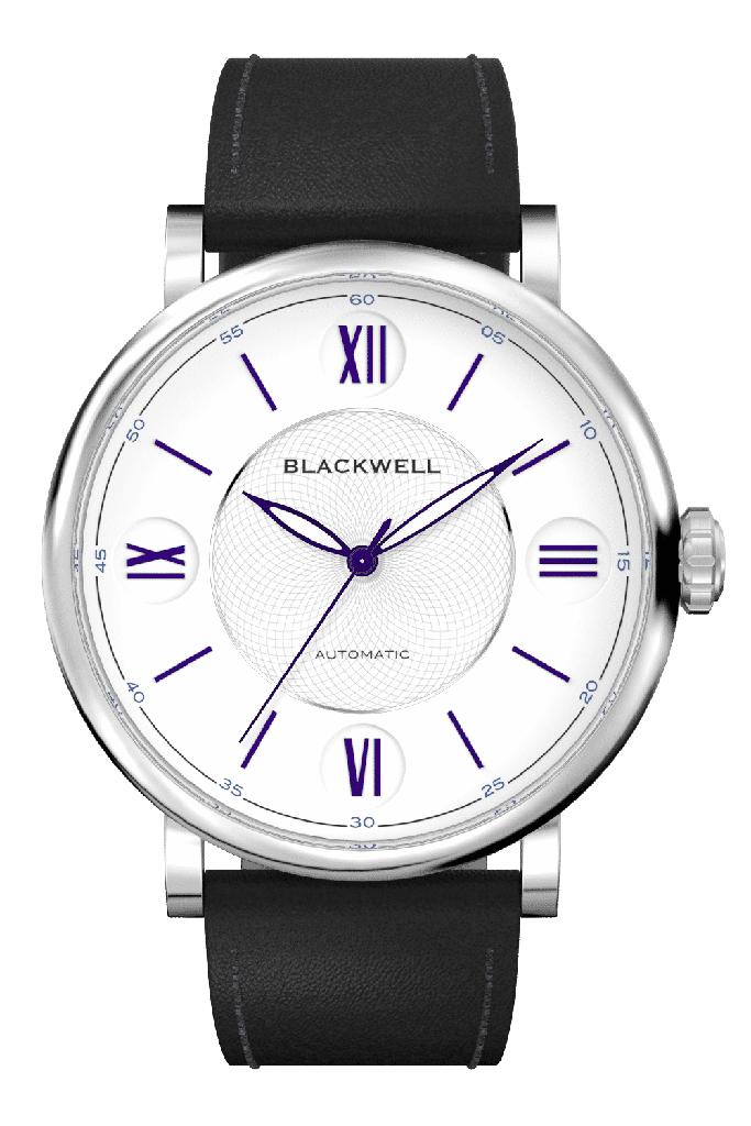 [BW-10017-01] White Dial with Silver Steel and Black Leather 10017