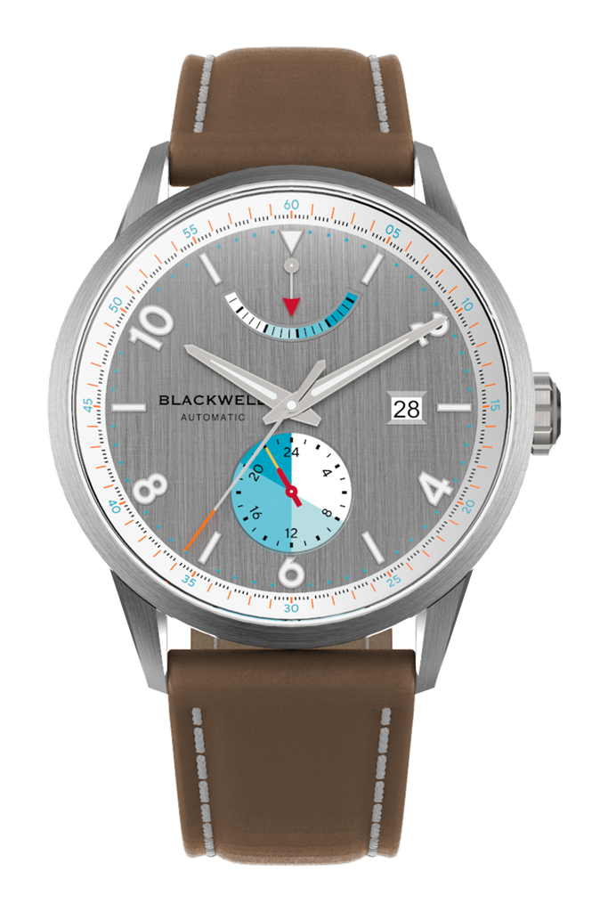 Color Touch - Grey Dial With Stainless Steel Case And Tan Brown Suede Leather