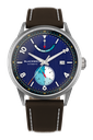 Color Touch - Dark Blue Dial With Stainless Steel Case And Dark Brown Suede Leather